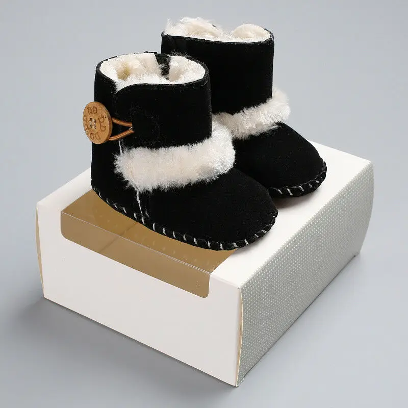 Dropshipping 6Color Baby Girl Boy Snow Boots Winter Warm Plush Half Boots Infant Kids New Soft Bottom Shoes