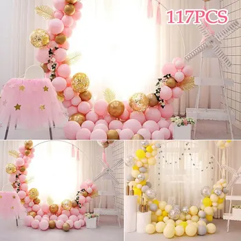 

117PCS Balloon Garland Arch Kit Yellow Pink Balloon Chain Set for Baby Shower Wedding Birthday Party Decor Supplies
