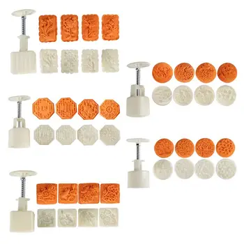 

50-65g Mooncake Mold 4 Stamps DIY Hand Press Biscuits Mould Mid-autumn Festival