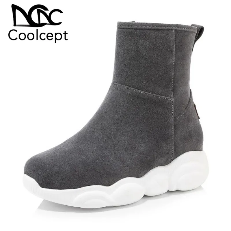 CoolCept Ankle Boots Women Zipper Solid Color Soft Sole Comfortable