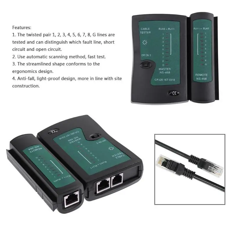 Телефонный провод трекер сетевой кабель тестер для RJ45 RJ11 Электрический провод