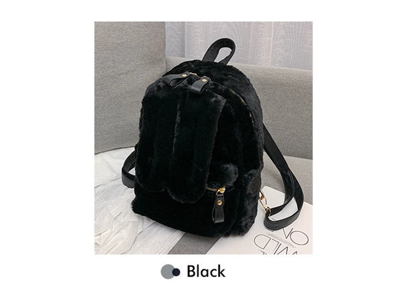 brandnew quality autumn cute rabbit ears plush cartoon backpack student casual backpack large capacity fashion shoulder bag