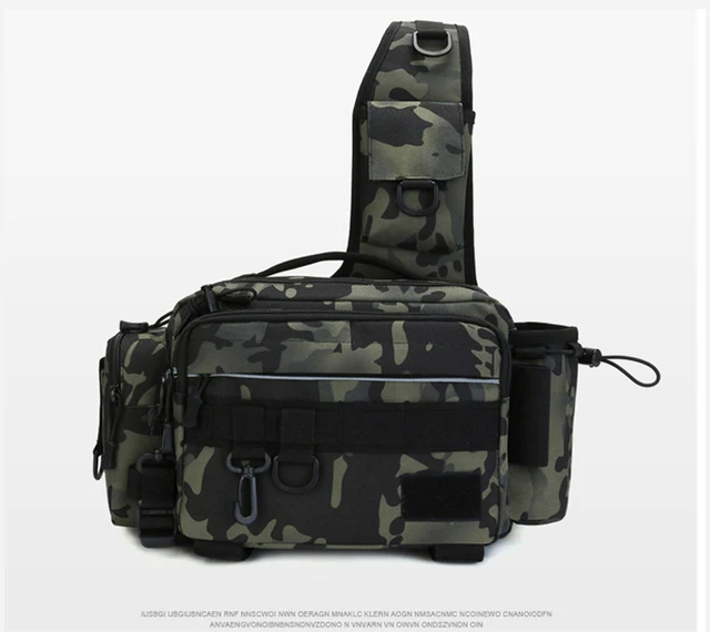 Multifunctional Fishing Tackle Bags Single Shoulder Crossbody Bag Waist Pack Fish Lures Gear Utility Storage Fishing Bag  X232G dark night camo