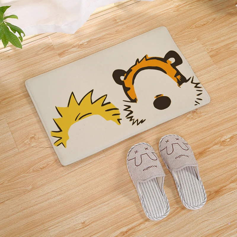 

Comic Calvin & Hobbes Print Home Decor Doormat Insole Kitchen Carpet Indoor Outdoor Welcome Bathroom Non-slip Floor Mat Donut
