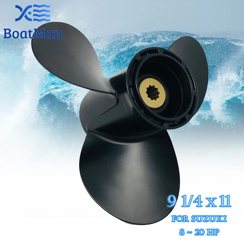 Boat Propeller 9 1/4x11 For Suzuki Outboard Motor 8 HP 9.9HP 15HP 20HP  Aluminum 10 Tooth Spline Engine Part 58100-89L70-019 boat propeller 10 1 4x9 for suzuki outboard motor 20hp 25hp 30hp aluminum 10 tooth spline engine part 58100 96370 019