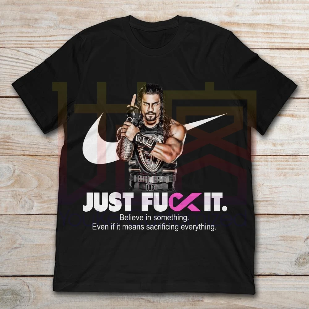 

Roman Reigns Breast Cancer Awareness T-shirt Humor Tee Shirt 100% Cotton Tops Graphic Amazing Short Sleeve Unique for Men Tops