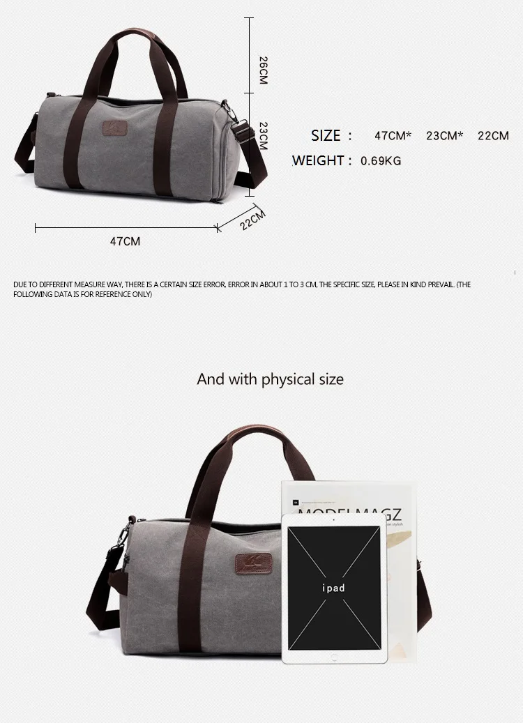 Quality Duffle Bag Unisex Large Travel Bags Fashion Canvas Luggage Bag with Shoe Pouch Multifunctional Business Travel Bags