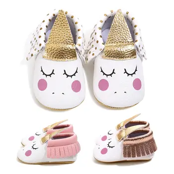 

Baby Cribs Shoes 3 Style 0-18M Cartoon Print Tassel Slip-On Soft Cork Shoes
