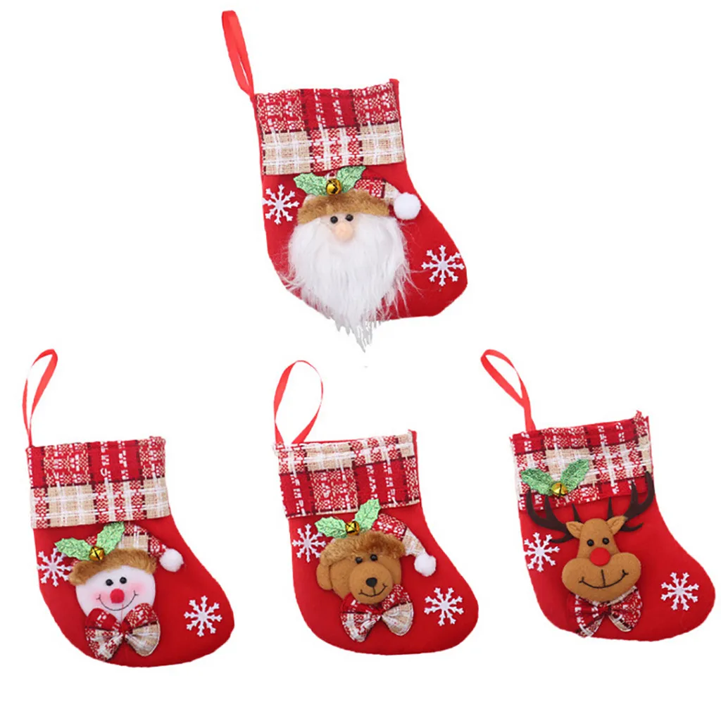 Retro Christmas Socks Gift Bag Christmas Candy Bag Stereo Gift Socks новогодние украшения Navidad Decoraciones Para el hogar