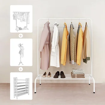 

Metal Clothing Rack Multi-function Coat Racks Furniture Garment Racks Shoes Storage Floor Hanger Storage Wardrobe Drying Racks