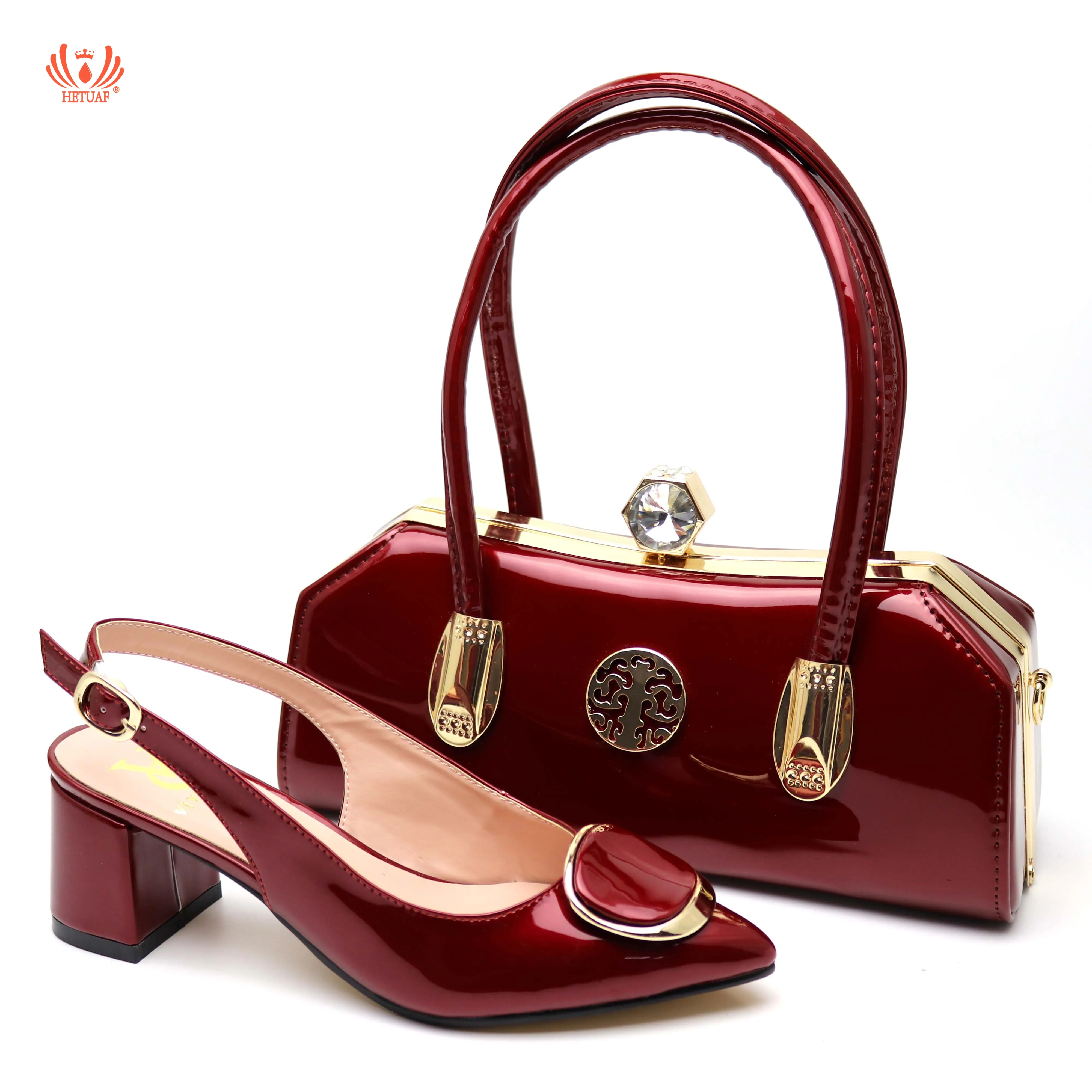 

2019 New Arrival Red Color African Women Party Matching Italian Shoes and Bag Set Italian Fashion Ladies Weddding Shoe and Bag