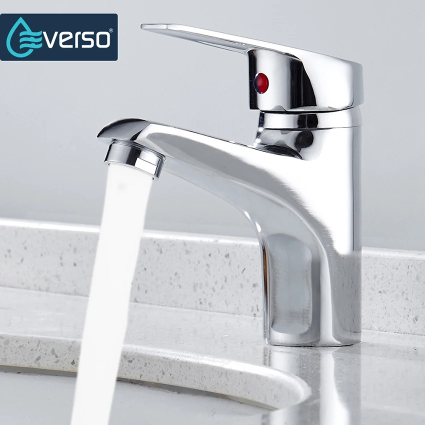 

Bathroom Basin Faucet Chrome Single Handle Kitchen Sink Faucet Cold and Hot Mixer Water Bathroom