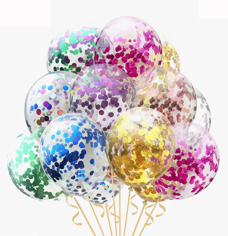 5/10 шт. 12 дюймов блеском конфетти прозрачные воздушные шары Globos Happy День рождения