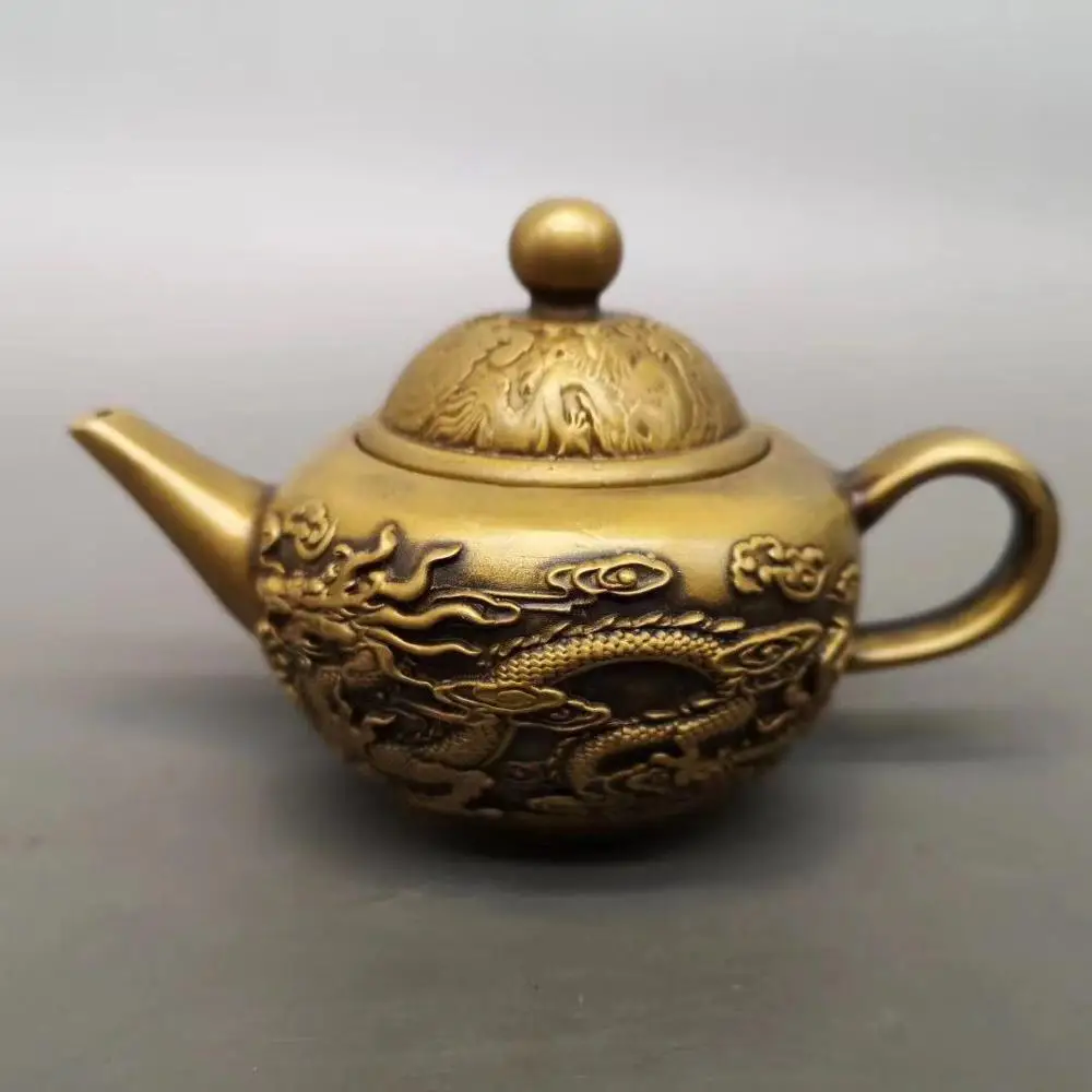 

Chinese brass teapot mascot Longfeng collection teapot commemorative for home decoration Lucky Fortune Decoration Crafts