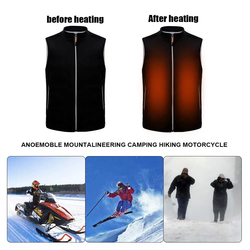 

Men Women Outdoor USB Infrared Heating Vest Jacket Winter Flexible Electric Thermal Clothing Waistcoat For Sports Hiking