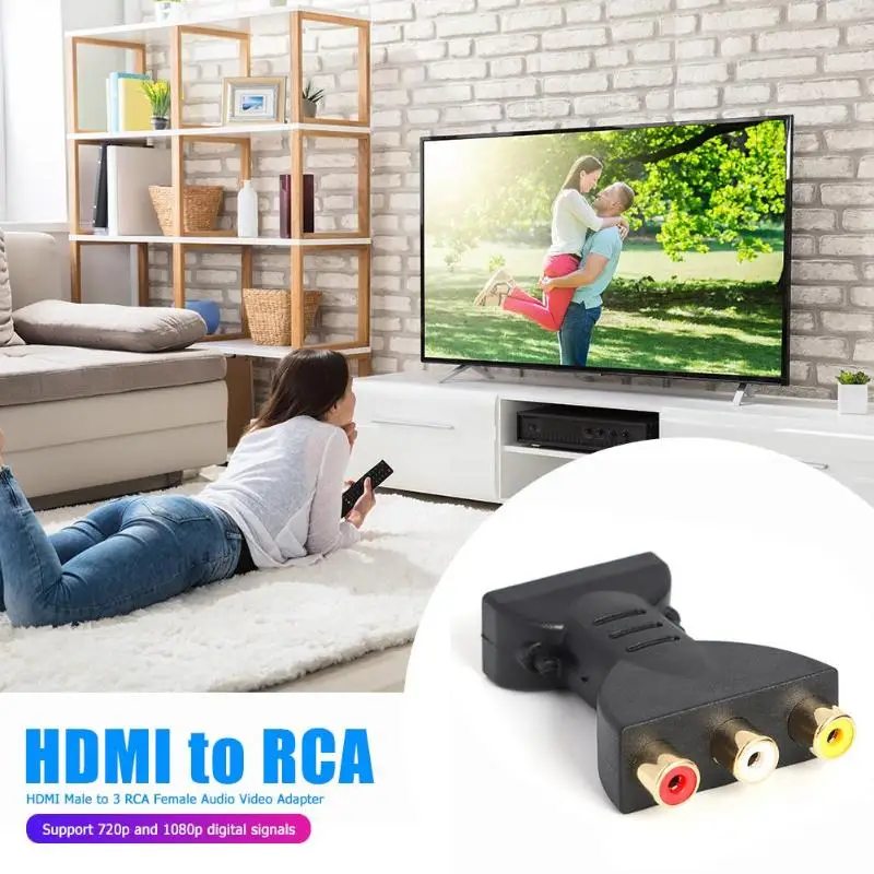 HDMI к 3 RCA папа женскому AV Scaler адаптер HD видео композитный конвертер коробка