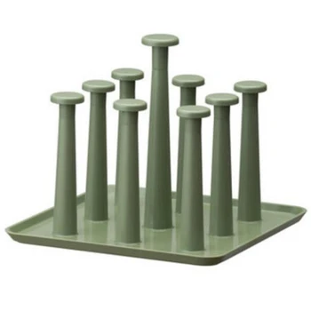 

New Home Plastic Glass Cup Rack Water Mug Draining Drying Organizer Drain Holder Stand 9 Cups Home Kitchen Supplies Hot Green