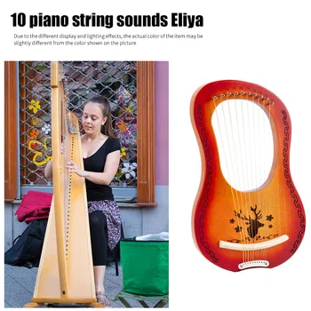 

Reindeer Mahogany Lyre 10 Strings Harp String Instrument with Pickup Tuning Tool for Music Lovers Playing Accessories