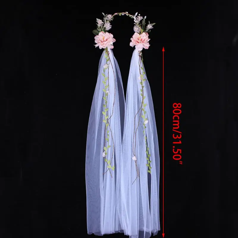 

Baroque Rose Head Veil Hand Woven White Bride Wedding Dress Women Lady Wreath Headdress