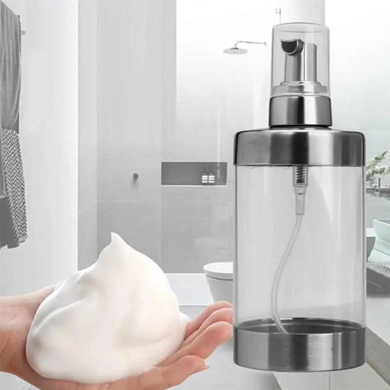 Soap Dispenser Foaming Liquid Manual Transparent 304 Stainless Steel And Acrylic For Kitchen Bathroom | Обустройство дома
