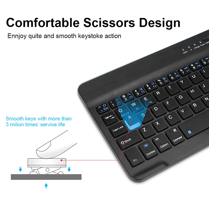 Beste Mini Draadloze toetsenbord Bluetooth toetsenbord voor Tablet iPad Telefoon Rubber keycaps Oplaadbare toetsenbord voor Android ios Windows