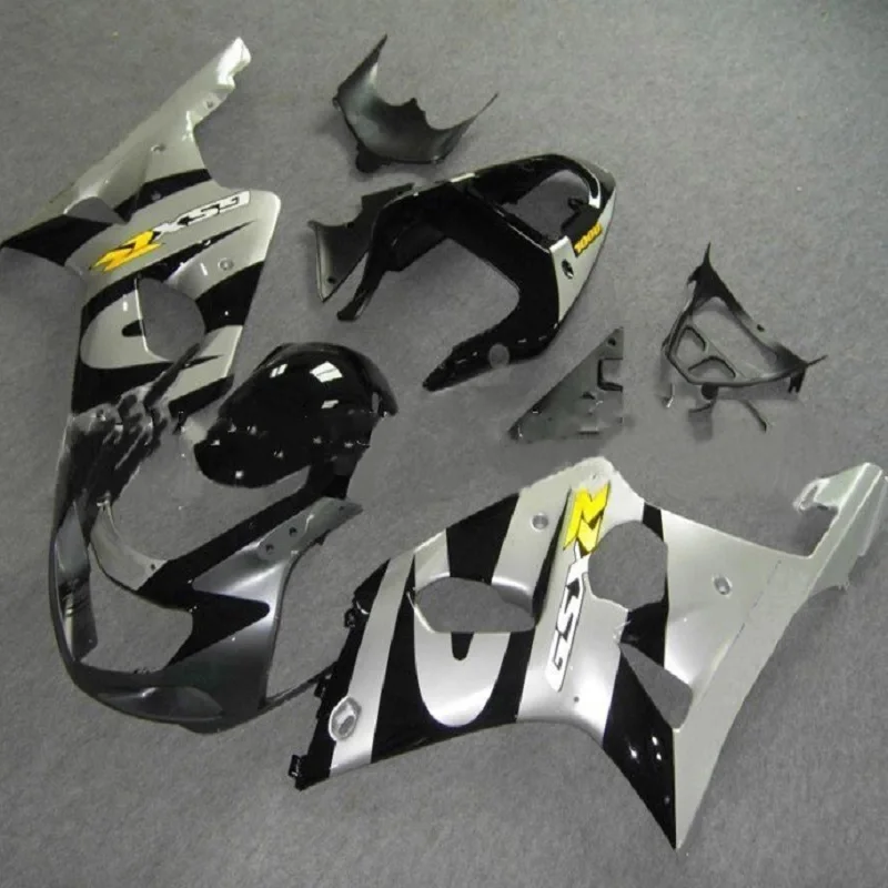 

Free customize fairings for Suzuki GSXR 1000 00 01 02 K1 K2 BLACK silver fairing kit GSXR1000 2000 2001 2002
