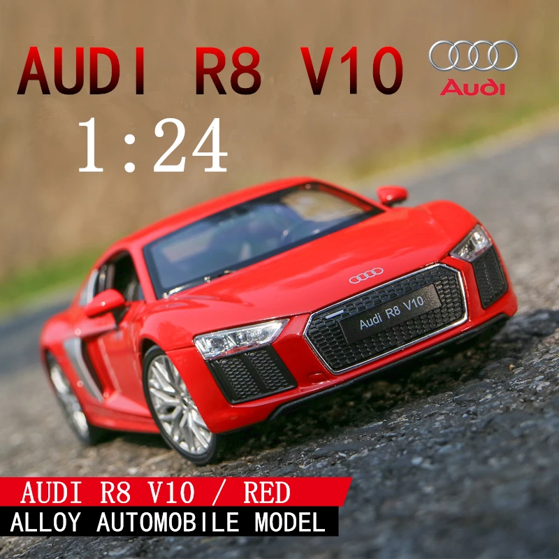 Welly 1:24 Audi R8 V10 Розовая модель автомобиля из сплава моделирование украшения
