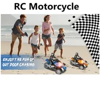 Wireless Radio Control Electric Motorcycle 1:10 Remote Control Vehicle Self Balanced Stunt 3 Wheels Car Outdoor Toys Child Gifts 1