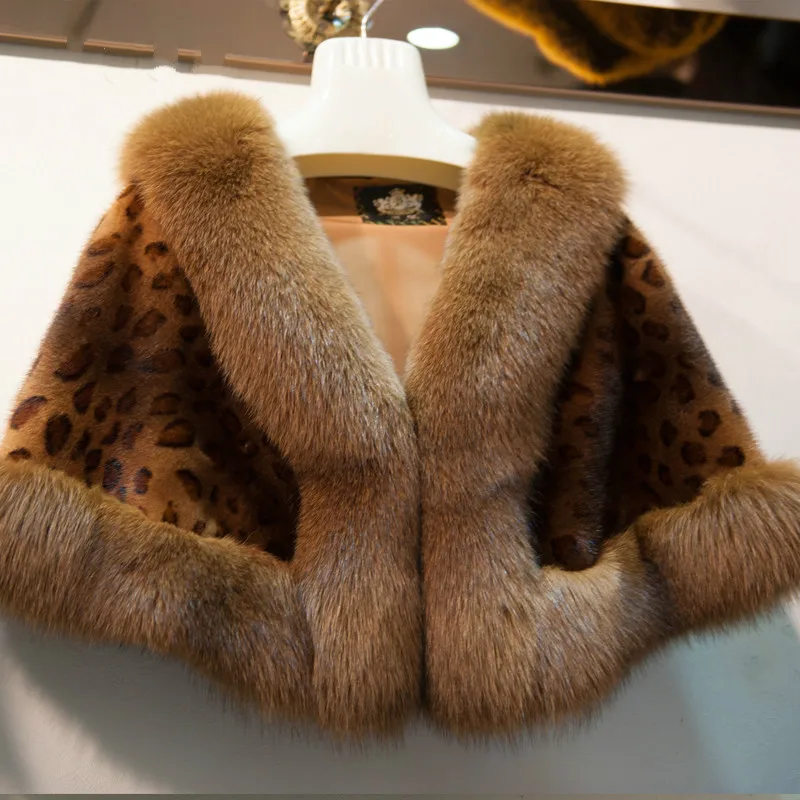 Luxury Women Ladies Winter Real Mink Fur Cape Shawl Genuine Fur Wedding Party Bride Wedding Dress Cape Warm