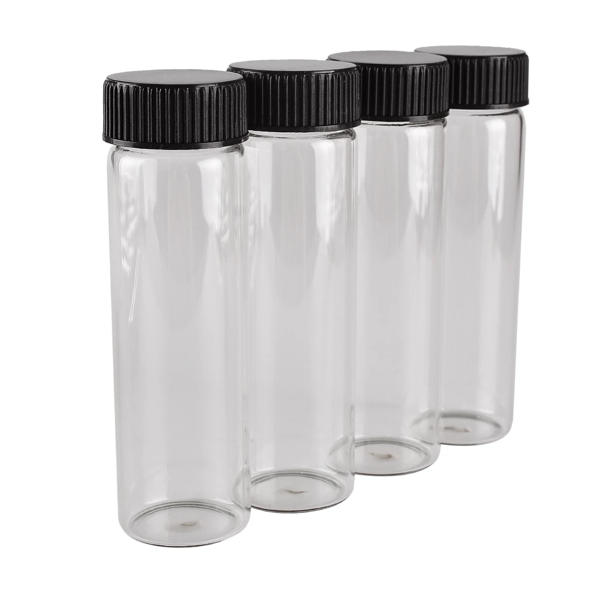 5pcs 50ml 30*100mm Glass Jars with Black Plastic Caps Glass bottle Spice Jars Potion bottles Glass Vials For DIY Craft 4