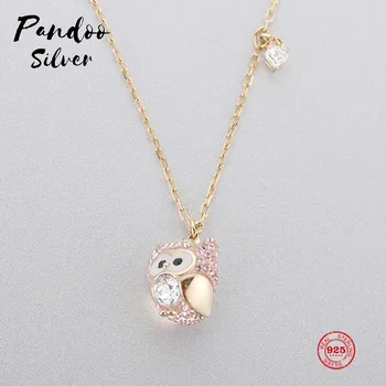 

PANDOO Fashion Charm Pure 925 Silver Original 1:1 Copy, Cute Design Parrot Wild Pendant Necklace Female Luxury Jewelry Gifts