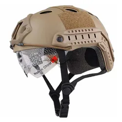 Casco táctico Airsoft PJ Fast con gafas para Paintball, militar, protector de cabeza CS, ligero, para caza