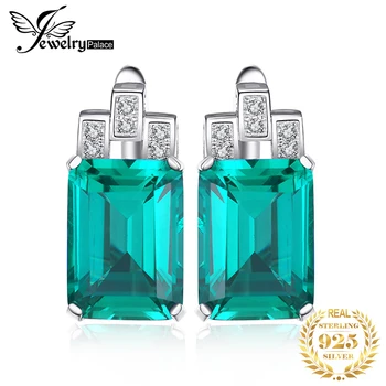 

8ct Simulated Nano Emerald Hoop Earrings 925 Sterling Silver Earrings For Women Gemstones Korean Earings Fashion Jewelry 2020