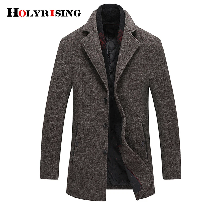 Holyrising Men Wool Coats Turn Collar Woolen Outerwear Warm Business Medium Overcoat Comfortbale Topcoats With Scarf 19008-5 Holyrising Men Wool Coats Turn Collar Woolen Outerwear Warm Business Medium Overcoat Comfortbale Topcoats With Scarf 19008-5