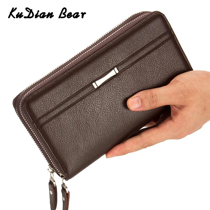 KUDIAN BEAR, многофункциональный мужской кошелек, карман для монет, длинный клатч, деловой кошелек, двойная молния, большой кошелек, кошелек, FEA366, PM49