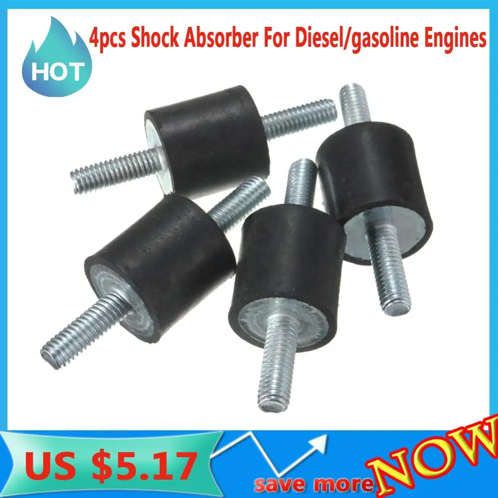 Gommini Antivibrazione M6 - 4 Pezzi | Silent Block In Gomma E Acciaio | Per Compressori E Lavatrici