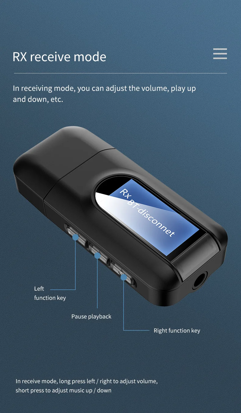 Bluetooth 5 0 Receiver Transmitter LCD Display 3 5mm AUX USB Dongle Stereo Music Wireless Audio Adapter For PC TV Headphone Car