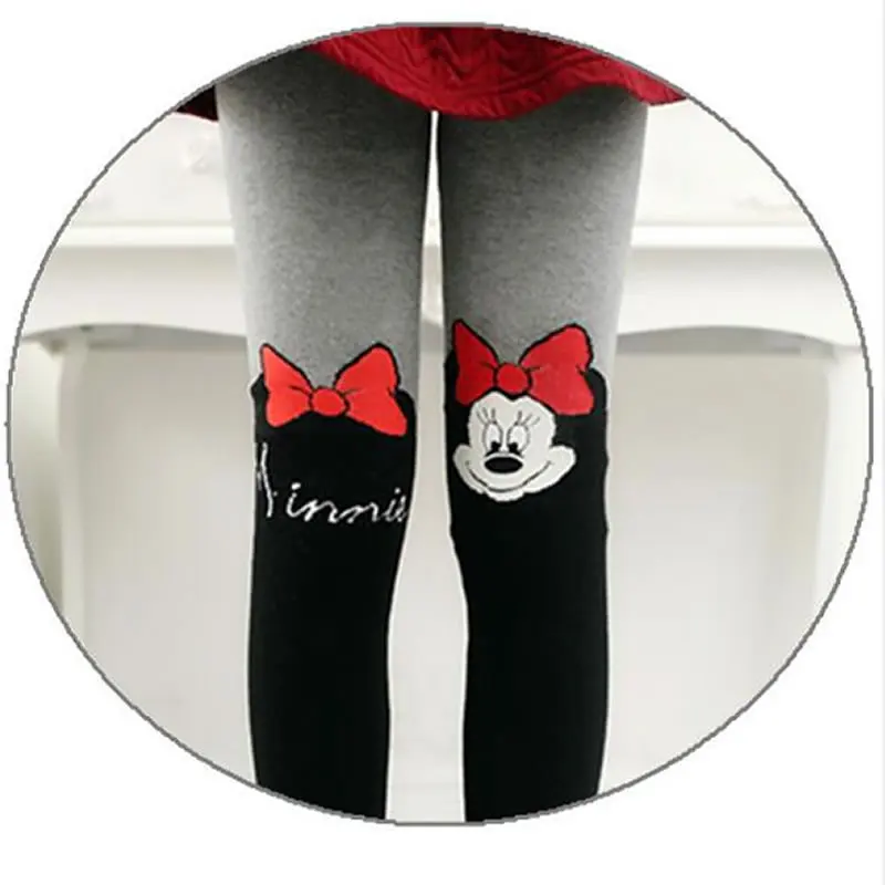 mickey Детские весенне-Осенние Колготки с рисунком из мультфильма; колготки для девочек; нескользящие колготки из чесаного хлопка - Цвет: mickey