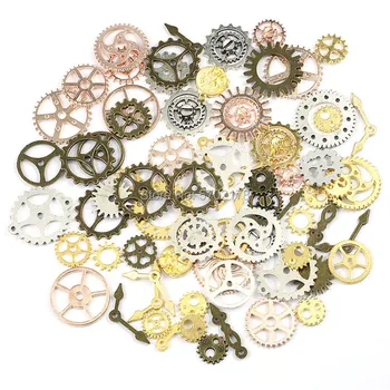 

50g Vintage Metal Zinc Alloy Mixed Four Clock Pendant Charms Steampunk Clock Charms for DIY epoxy retro alloy accessories