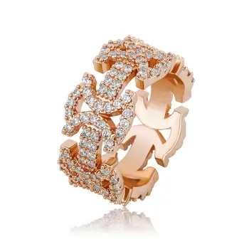 

2020 New Butterfly Rings High Quality CZ Ring Copper Gold Color Iced Cubic Zirconia Fashion Hip Hop Jewelry for Gift Anillo