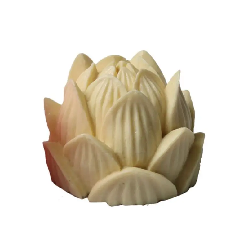 3D Lotus Silicone Aroma Candle Mold Soap Clay Making Cake Chocolate Baking Q84D
