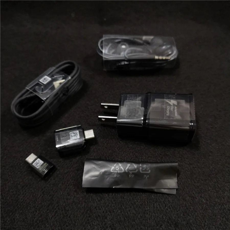 

High quality phone accessories EU US charger headphone data cable set supports fast charging for SAM galaxy s8 s9 s7 note 7 8 9