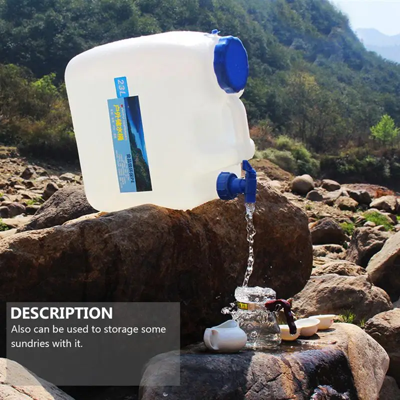 

23L Car Driving Water Bucket PE Thickened camping water tank Portable Water Container with Faucet For Camping Hiking Picnic