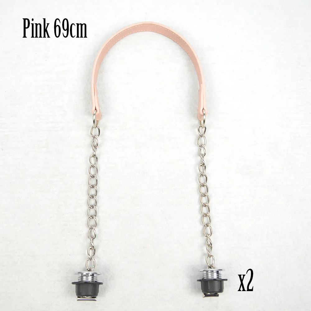 pink huntfun 1 пара нубук плоский серебряный короткий толстый одна цепь с застежка от серебряных винтов для Obag O ручки для сумок для женщин сумка - Цвет: pink