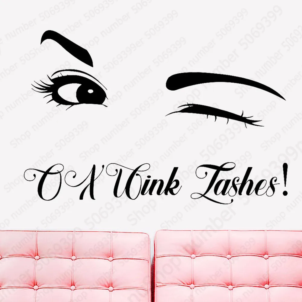 

Fashion Decal Brows Beauty Salon Decor Wall Decals Window Vinyl Sticker Woman Face Eyelashes Lashes Eyebrows Self AdhesiveLW653