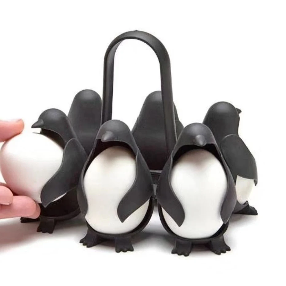 Cute Penguin Shape Egg Holder Rack KItchen Boiled Egg Cooker Heat Resistance Storage Shelf for Cooking and Fridge Storage