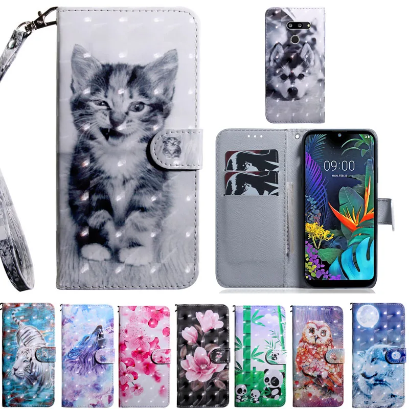 

For LG K50 Case K 50 Wallet Flip Stand Phone case For LG Q60 covers for LGK50 Q 60 Coque Cute Cat 6.26 inch PU Leather Book