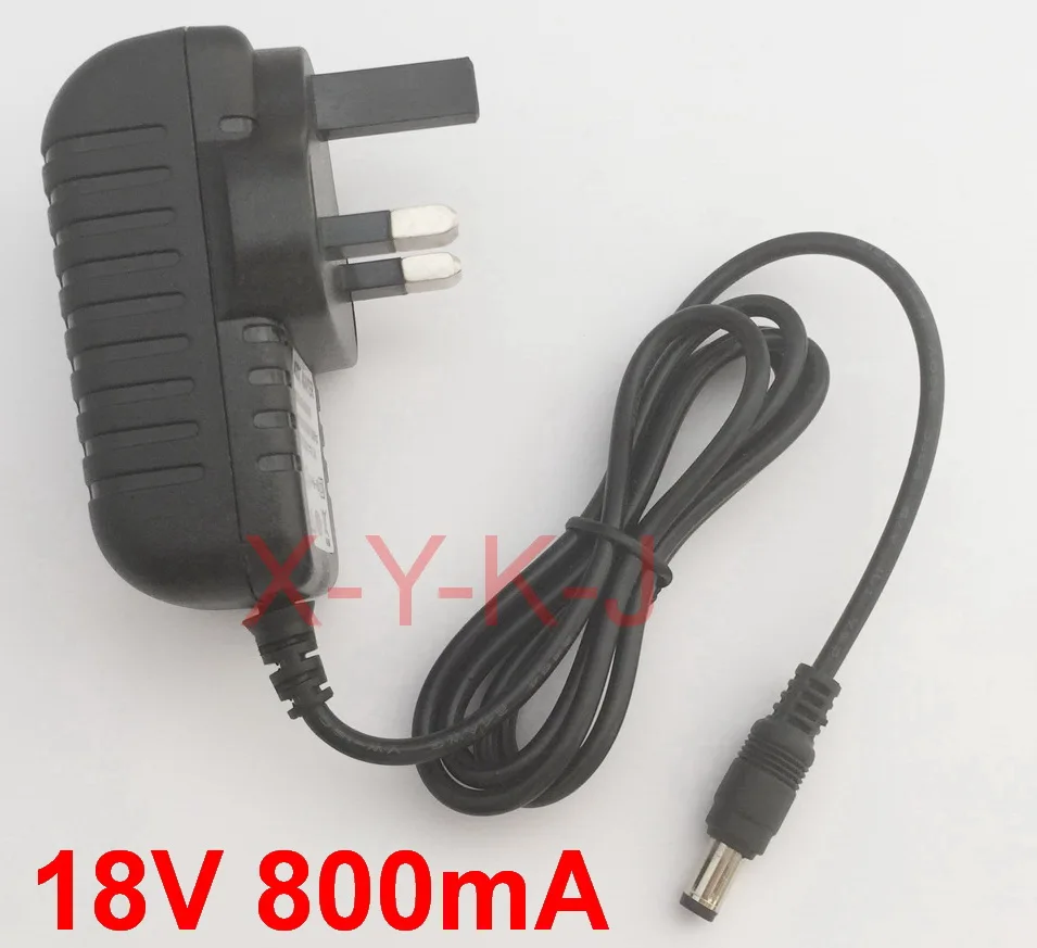 18V 800mA 1 шт. 18V 200mA 300mA 400mA 500mA 600mA 700mA 800mA AC 100 V-240 V конвертер адаптер Питание штепсельная вилка британского стандарта 5,5 мм x 2,1-2,5 мм - Цвет: 18V 800mA