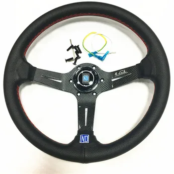 

14'' 350mm Leather ND Rally Tuning Drift Racing Steering Wheel car accessories carbon fiber look