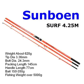 

Sunboen 620g 5000g Powerful Carbon Fiber Far Casting Surf Fishing Rod Plug Spinning 3 Sections 4.25M Tip Dia 3.4mm Bait 150-350g